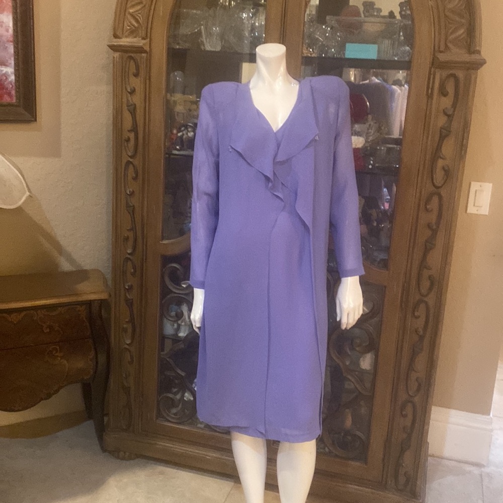 Cattiva NY Purple 2pc Sheather Dress & Chiffon L/S Cover Sz 6